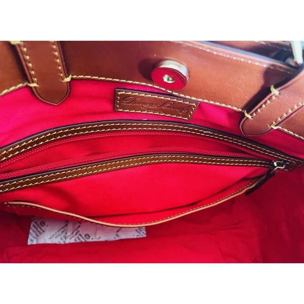 DOONEY & BOURKE Gretta Signature Monogram Satchel Navy Brown Leather Trim NWOT